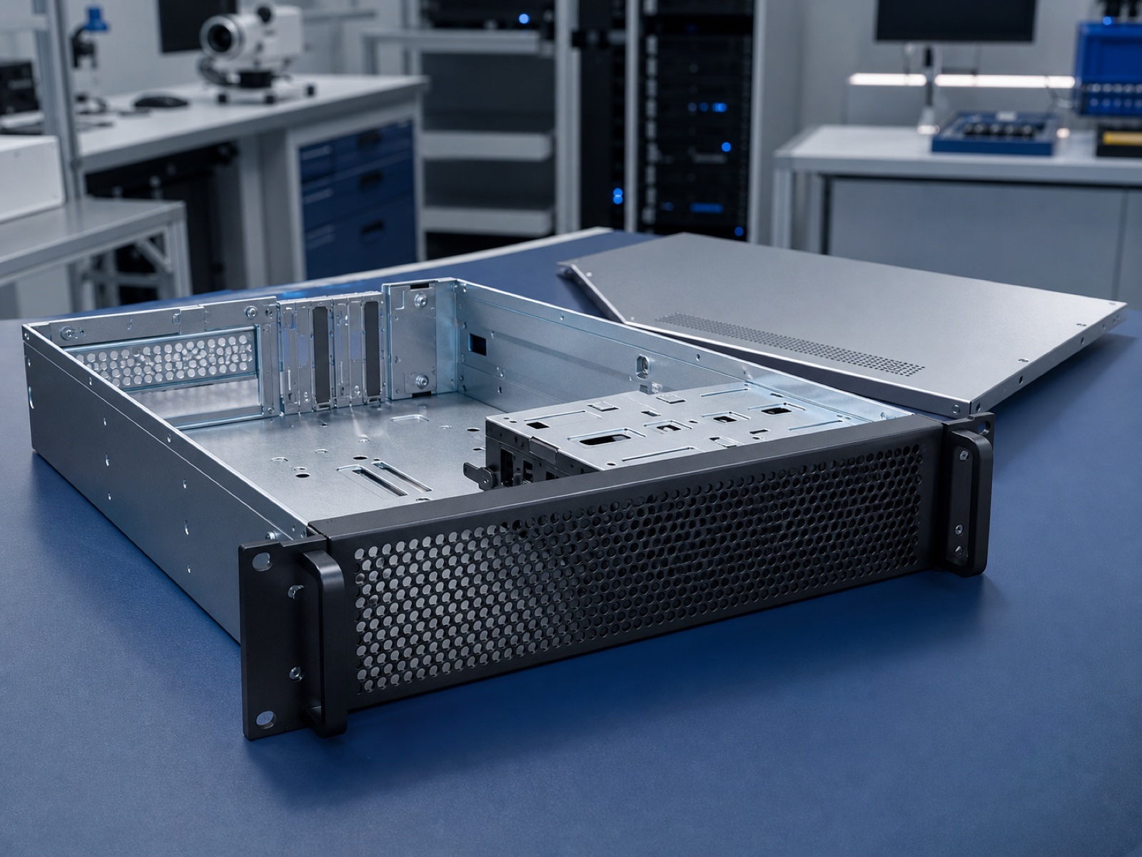Precision fabricated rack-mount server chassis and cover